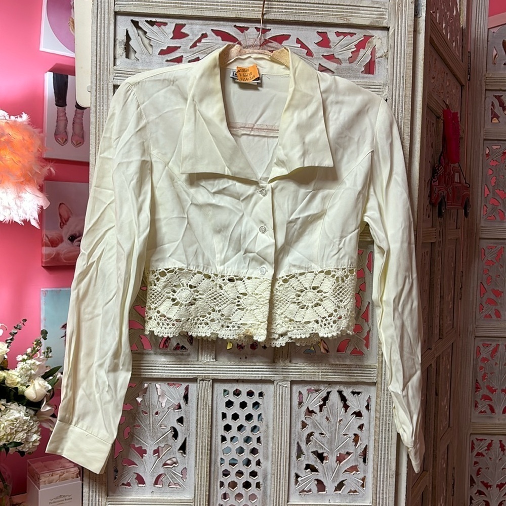 Women’s Mirrors Lace Cropped Blazer Jacket Size:Medium